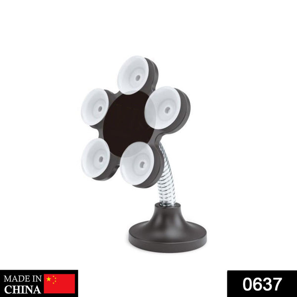 Flower-shaped cellphone mount with suction cup.